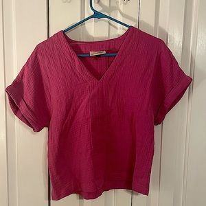 Boxy linen fushia pink blouse